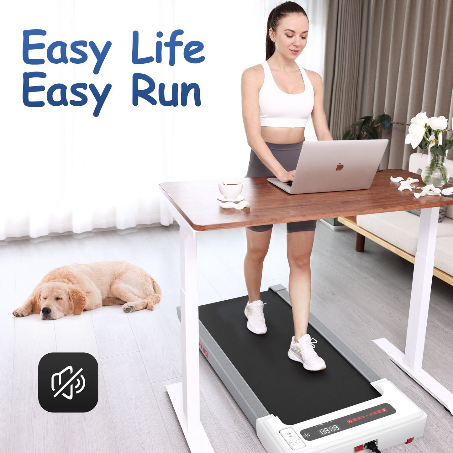 Walking Pad Treadmill Under Desk,Portable Mini Treadmill 265 lbs Capacity with Remote Control,Installation-Free Jogging Machine for Home/Office,Bluetooth and LED Display.