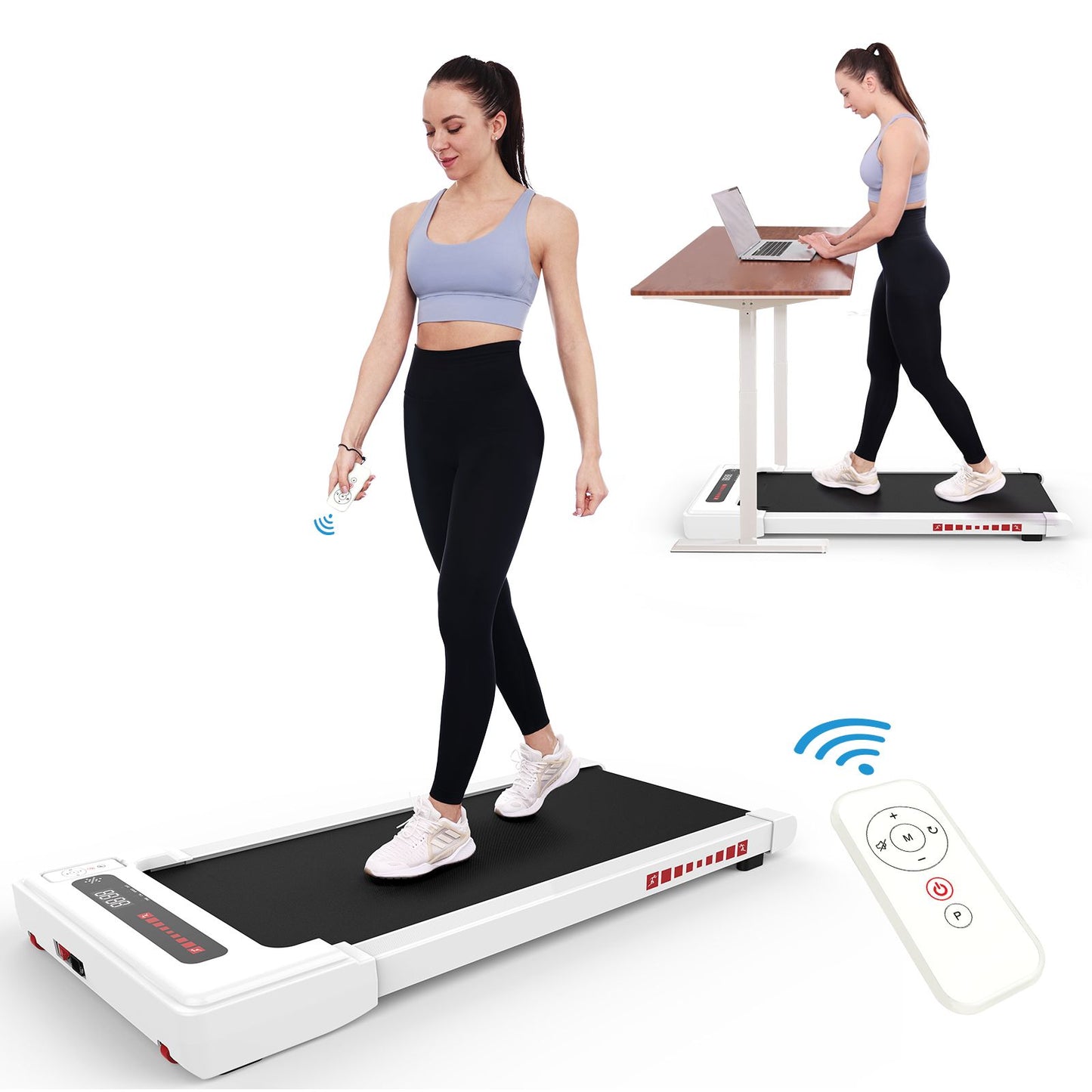 Walking Pad Treadmill Under Desk,Portable Mini Treadmill 265 lbs Capacity with Remote Control,Installation-Free Jogging Machine for Home/Office,Bluetooth and LED Display.