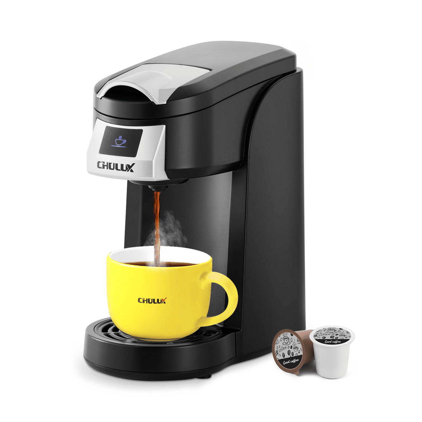 Single Serve Coffee Maker KCUP Pod Coffee Brewer, CHULUX Upgrade Single Cup Coffee Machine Fast Brewing, All in One Simply Coffee Maker for K CUP Ground Coffee Tea, Mini Coffee Machine Brew in Minutes