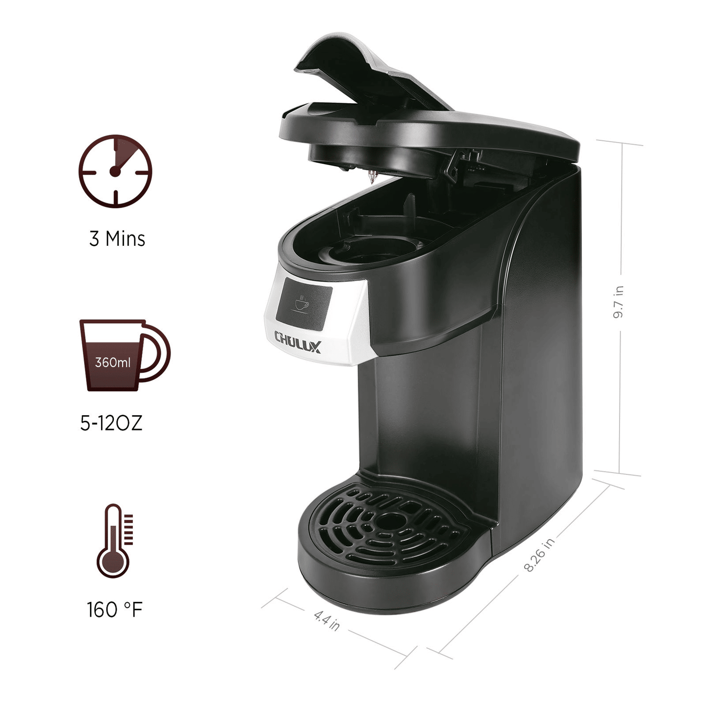 Single Serve Coffee Maker KCUP Pod Coffee Brewer, CHULUX Upgrade Single Cup Coffee Machine Fast Brewing, All in One Simply Coffee Maker for K CUP Ground Coffee Tea, Mini Coffee Machine Brew in Minutes