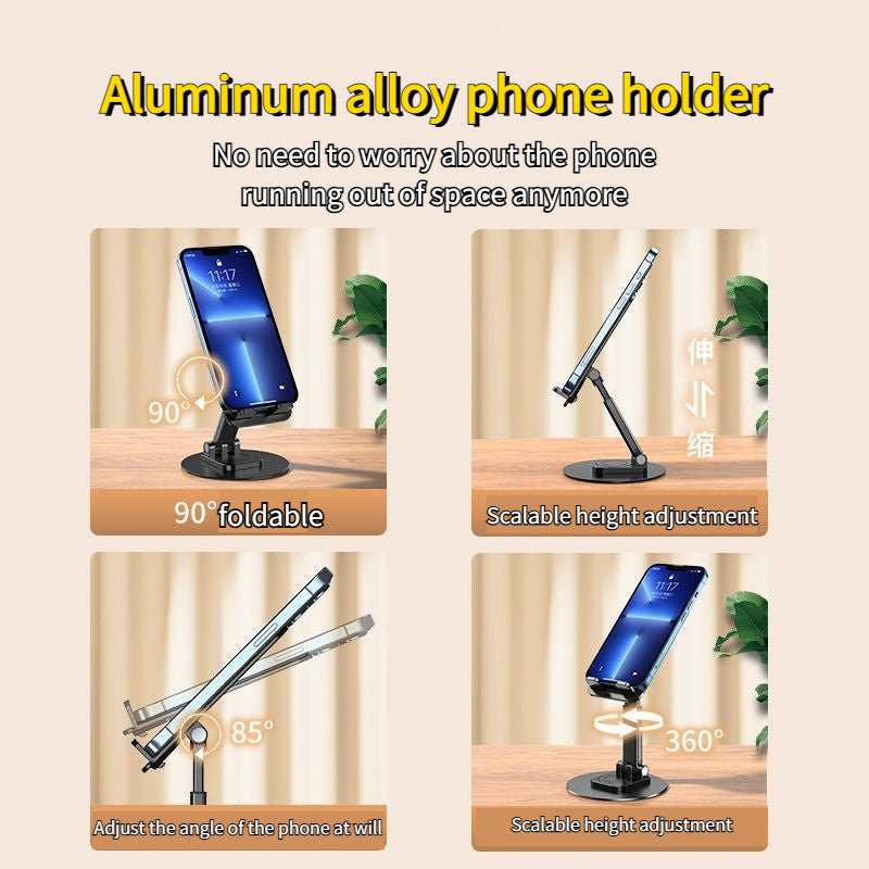 Foldable Cell Phone Stand, C4 Portable Aluminum Phone Holder, Adjustable Phone Dock Cradle Compatible With IPhone 14,13,12,11 Pro Max, Samsung Galaxy, Small Tablets And Other Phones