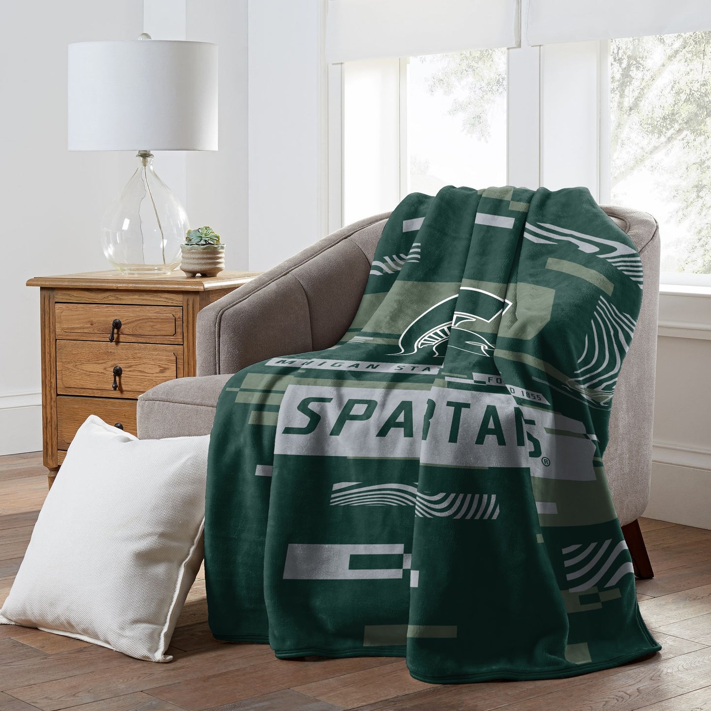 MICHIGAN STATE OFFICIAL NCAA "Digitize" Raschel Throw Blanket; 60" x 80"