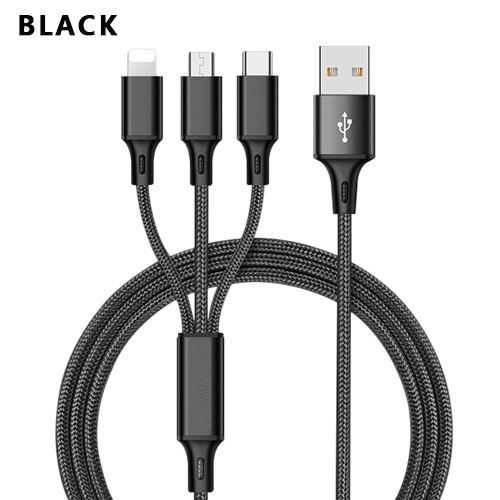 3 in 1 USB Cable For iPhone XS Max XR X 8 7 Charging Charger Micro USB Cable For Android USB TypeC Mobile Phone Cables