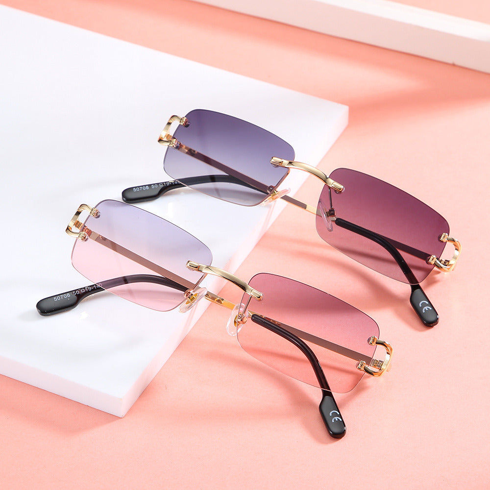 Women's Rimless Cut Edge Sunglasses Square Gradient